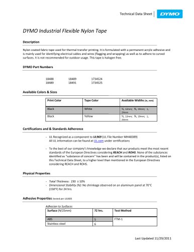 Flexible Nylon Technical Data Sheet Dymo