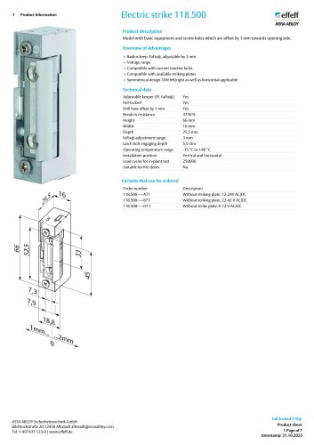 Electric strike 118.500