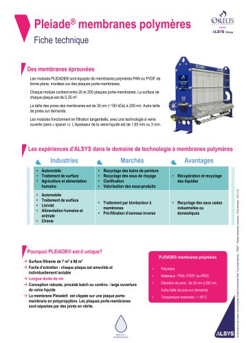 Pleiade®membranes polymères