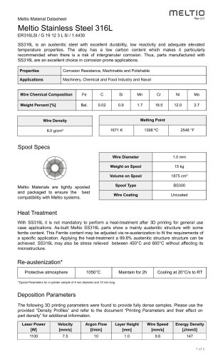 Meltio Stainless Steel 316L