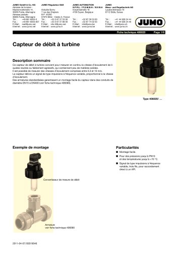 Capteur de débit à turbine