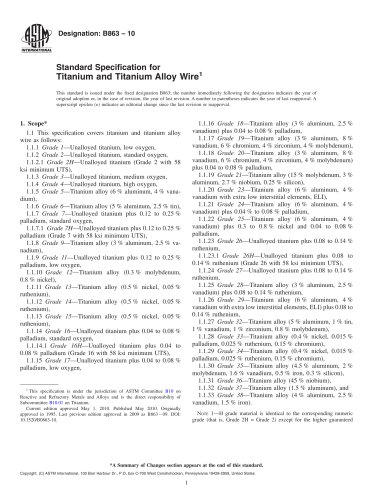 Standard Specification for Titanium and Titanium Alloy Wire1