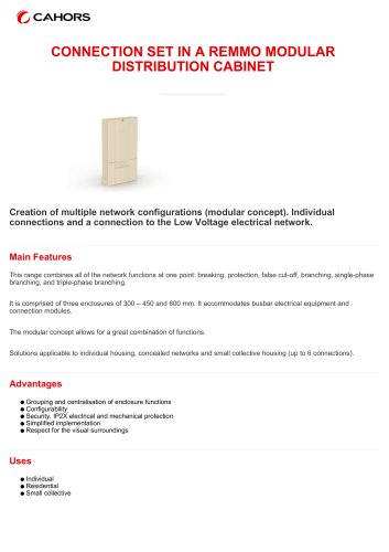 CONNECTION SET IN A REMMO MODULAR DISTRIBUTION CABINET