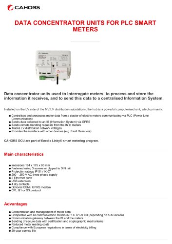 DATA CONCENTRATOR UNITS FOR PLC SMART METERS