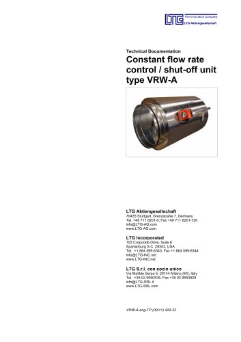 Constant Flow Rate Control and shut-off Unit Type VRW-A