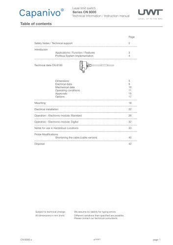 Level limit switch Capanivo® 8000