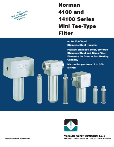 High Pressure Mini Tee-Type  4100 Series Filter