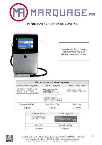 IMPRIMANTE JET D'ENCRE CONTINU