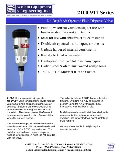 2100-911 Series No-Drip Dispense Valves