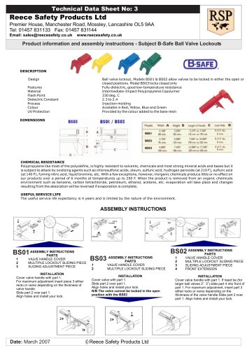 BS01, BS02, BS03 Ball Valve Lockouts