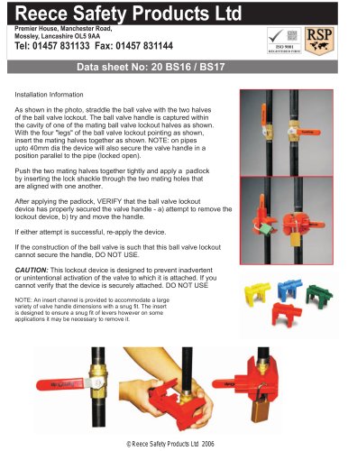 BS16 / BS17 Ball Valve Lockouts