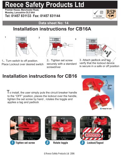 CB16 / CB16A MCB Lockouts