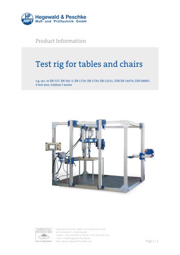 Furniture testing - Displacement rig for tables and chairs