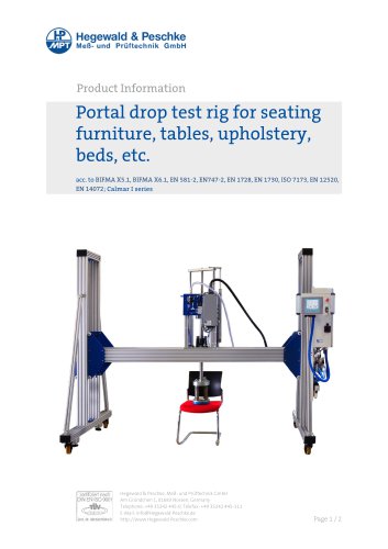 Furniture testing - Portal drop test rig