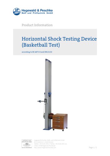 Furniture testing - Single test rigs - Horizontal shock testing device