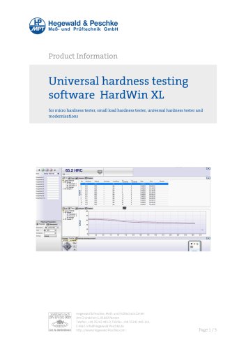 Hardness testing software Hardwin XL