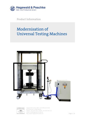 Modernisation of universal testing machines