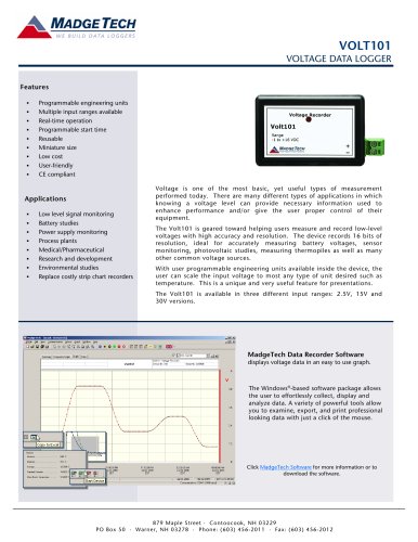  Volt101 Low level, differential input, DC voltage recorder