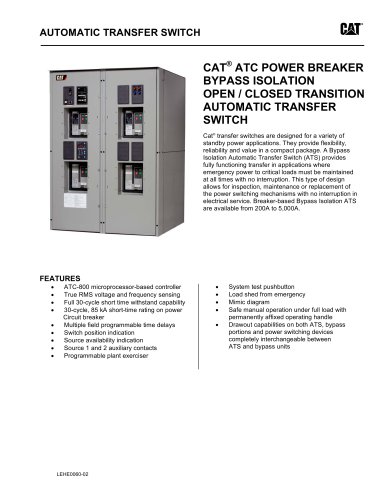 ATC Power Breaker Bypass Isolation Open/Closed Transition Automatic Transfer Switch