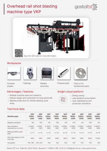 Overhead rail shot blasting machine type VKP