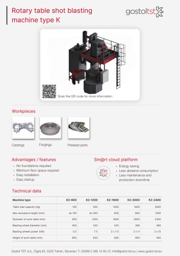 Rotary table shot blasting machine type K