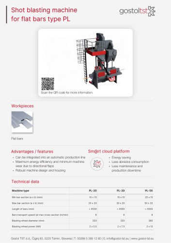 Shot blasting machine for flat bars type PL