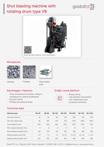 Shot blasting machine with rotating drum type VB