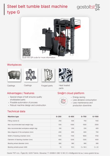 Steel belt tumble blast machine type G