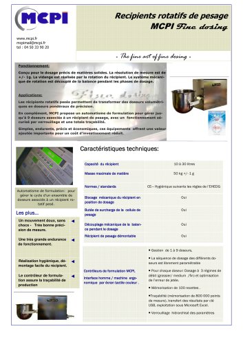 Récipient tournant de pesage