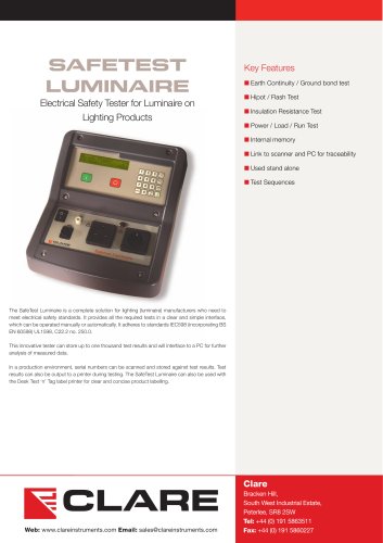 Clare SafeTest Luminaire (STL) Datasheet