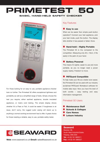  PrimeTest 50 PAT Tester Datasheet