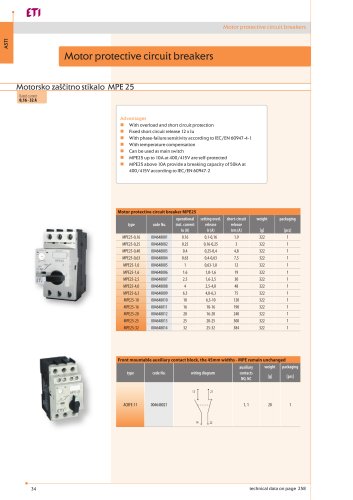 Motor protective circuit breakers