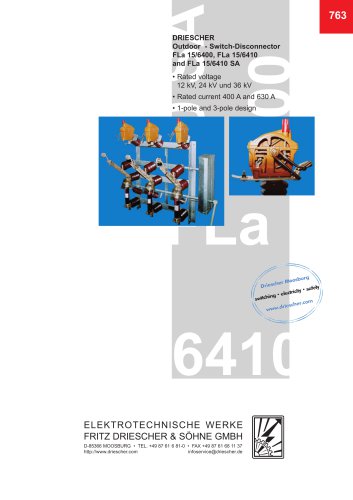 Outdoor - Switch-Disconnector FLa 15/6400, FLa 15/6410 and FLa 15/6410 SA