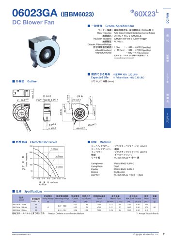 06023GA （旧BM6023） Ф60X23L DC Blower Fan