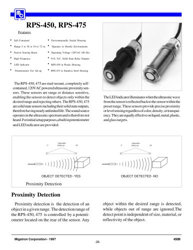 RPS-450, RPS-475 Ultrasonic Proximity Sensor