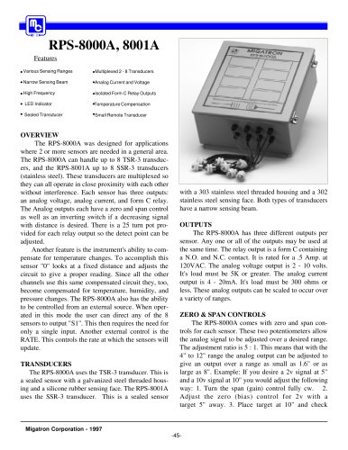 RPS-8000 Controller With Remote Sensing Heads