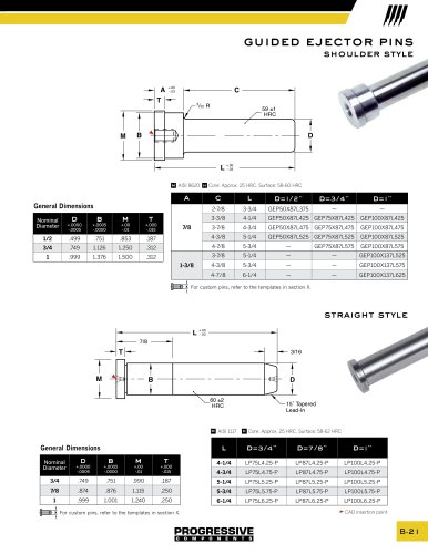 Guided ejector pins shoulder style