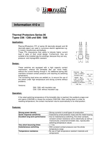 C06 / C08 and S06 / S08 - Thermal-Protectors without insulation cap