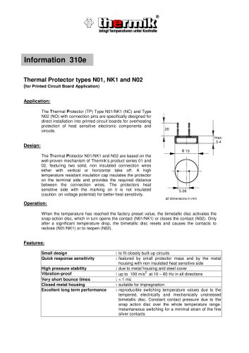 N01, NK1 and N02 - Thermal-Protectors without insulation cap