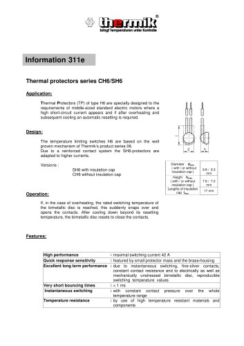 Thermal protectors series CH6/SH6