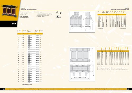 Three-phase commutating chokes