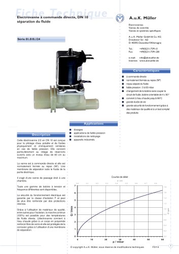 01.010.124 Electrovanne à commande directe, DN 10 séparation du fluide