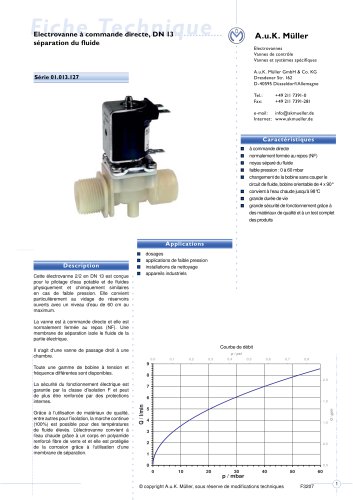 01.013.127 Electrovanne à commande directe, DN 13 séparation du fluide