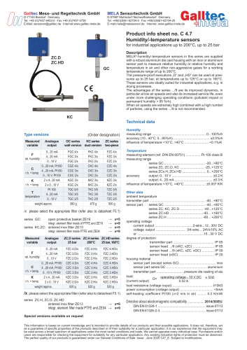 Humidity/-temperature sensors