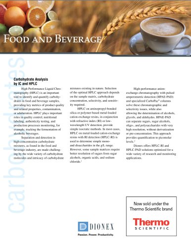 Carbohydrate Analysis for the Food and Beverage Industry