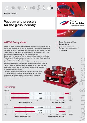 Vacuum and pressure   for the glass industry