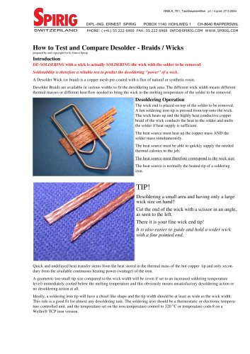 Quality Test Procedure for Desoldering Braids (Wicks)