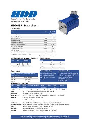 HDD 09S - Data sheet
