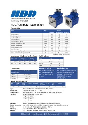 HDD/ICM 09N - Data sheet