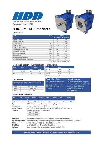 HDD/ICM 14J - Data sheet